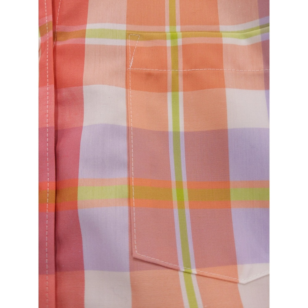 Lands End Women 10P Plaid No Iron Supima‎ Cotton Button Up Shirt Orange Lavender - Picture 4 of 8